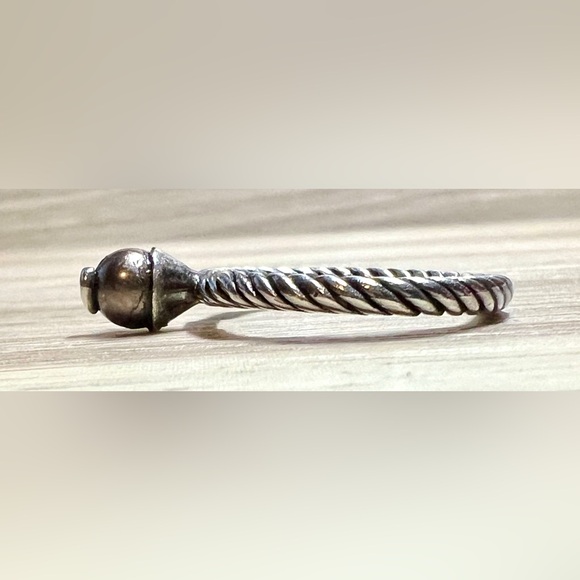 Vintage Sterling Silver Brown Pearl & Heart Twisted Eternity Ring, Size 5.75, 3g - Picture 3 of 11